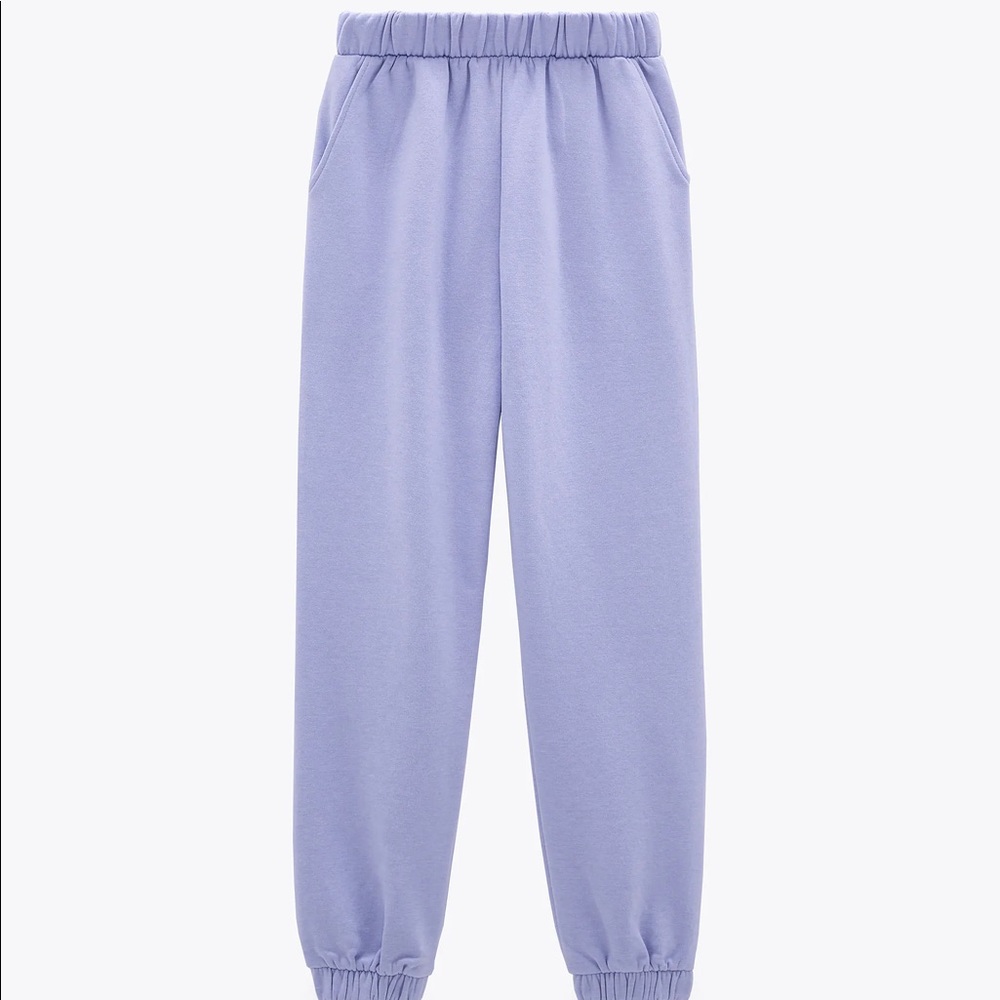 Violet plush sweatpants from Zara